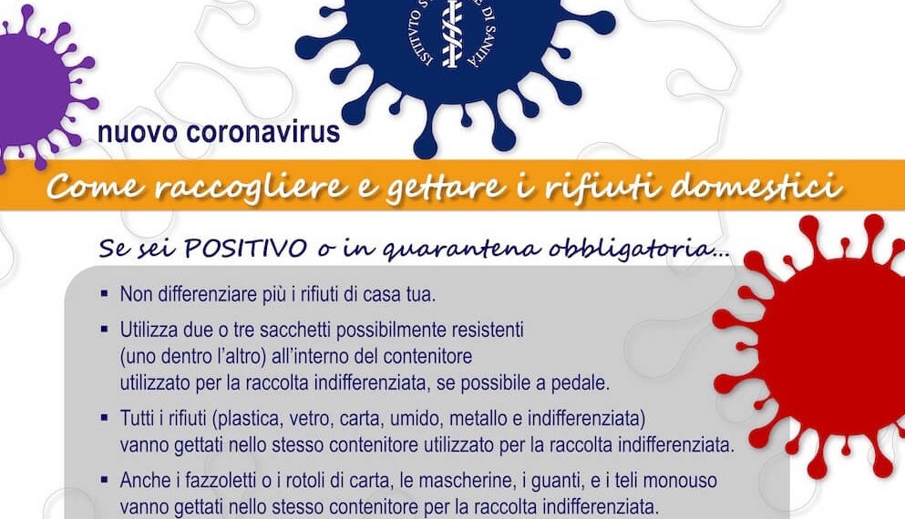 Coronavirus rifiuti istituto sanita